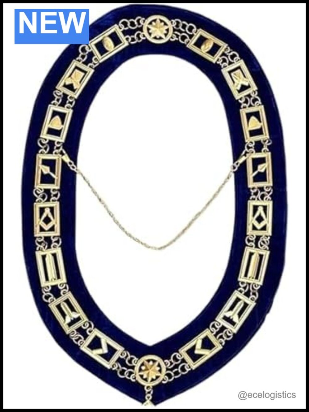 Masonic Blue Lodge Chain Collar Brass Cable Chain Polished Elegant
